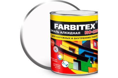 Эмаль алкидная ПФ-115 FARBITEX (белый, 0,8 кг (14 шт)) Эмаль алкидная ПФ-115 FARBITEX (белый, 0,8 кг (14 шт))