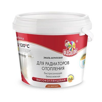 Эмаль акриловая для радиаторов отопления OLECOLOR (высокоглянцевая 0,5 кг (12 шт))