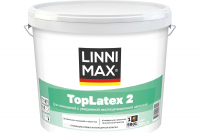 Краска водно-дисперсионная для внутренних работ LINNIMAX Toplatex 2 / ЛИННИМАКС ТопЛатекс 2 (База 1 (10 л)) Краска водно-дисперсионная для внутренних работ LINNIMAX Toplatex 2 / ЛИННИМАКС ТопЛатекс 2 (База 1 (10 л))
