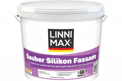 Краска водно-дисперсионная для наружных работ LINNIMAX Sauber Silikon Fassade/Заубер Силикон Фассаде (10 л)