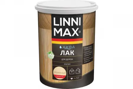 Лак акриловый для дерева LINNIMAX / ЛИННИМАКС Аква Лак (глянцевый 0,9 л)  - превью